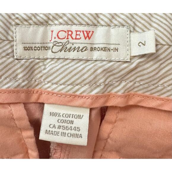 2/$30 J. Crew Broken-In Chino Sailboat Shorts Peach Embroidered Size 2 - Picture 7 of 9